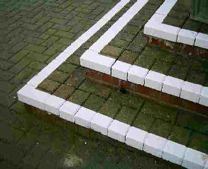 White painted steps at right angles