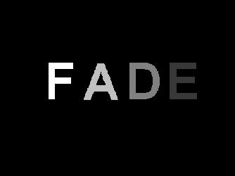 The word "FADE" each letter dimmer than the previous one.